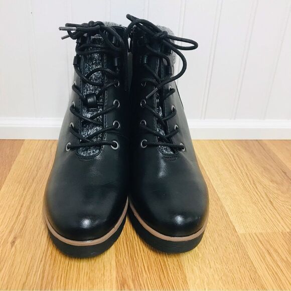 SOUL Naturalizer Atlas Black Leather Wedge Ankle Boot Bootie Lace Up‎ Size 8 New - Picture 3 of 12